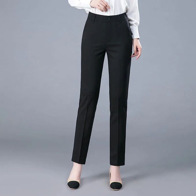 Fashion (black)High Waist Formal Ankle Length Pants Women Casual Classic  Slim Pantalones Korean Office Pencil Sweatpants Straight Suit Trousers XXA  @ Best Price Online