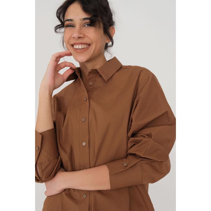 Addax Women Brown Long Sleeve Shirt 