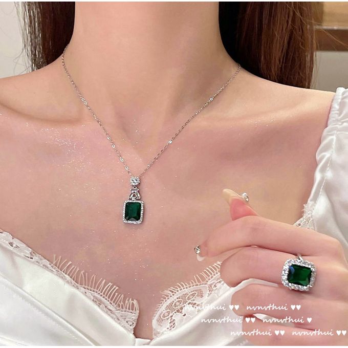 Wholesale SGARIT Hot Sale Evening Dress Wedding Jewelry 18k Gold Green  Stone Emerald Necklace Earring jewelry Set From m.