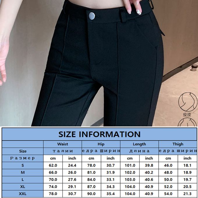 Fashion (Black)Pants Women High Waist Pantalones De Mujer Full