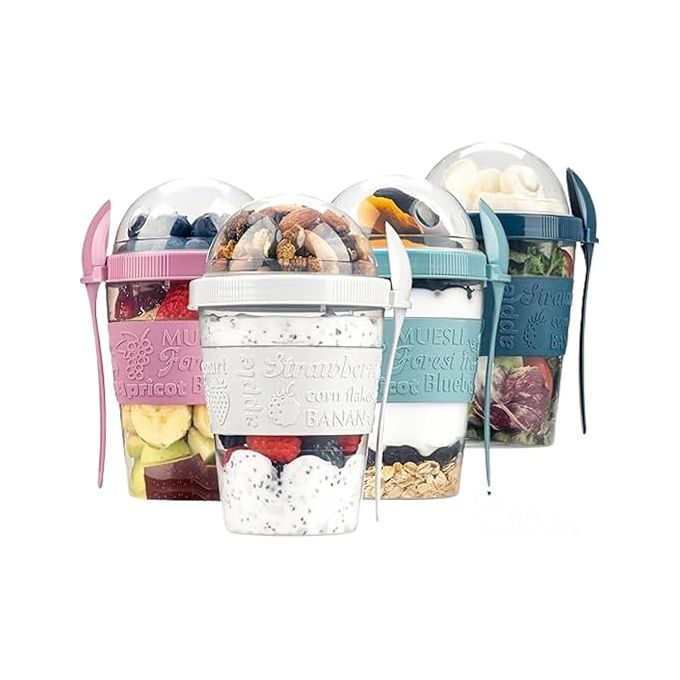 Yogurt Cup with Lid and Fruit Locker - 0.600LL Navy Blue