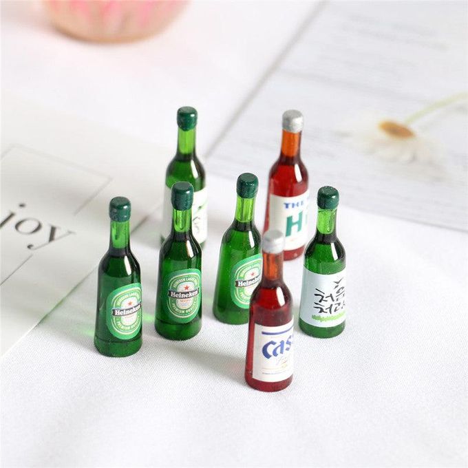 50pcs Neige Bière # Simulation Miniature Bière Budweiser Heineken Bouteille  Diy Crème Plastique Mobile Phone Shell Résine Creative Ornements