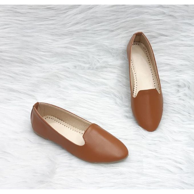 camel ballerina flats