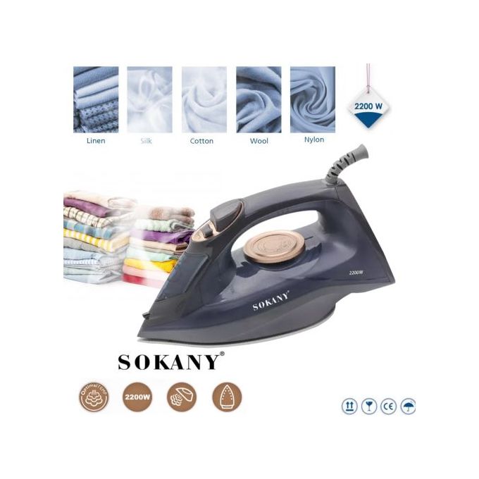 product_image_name-Sokany-Steam Iron With Ceramic Soleplate - 2200W - (SL-6699)-1