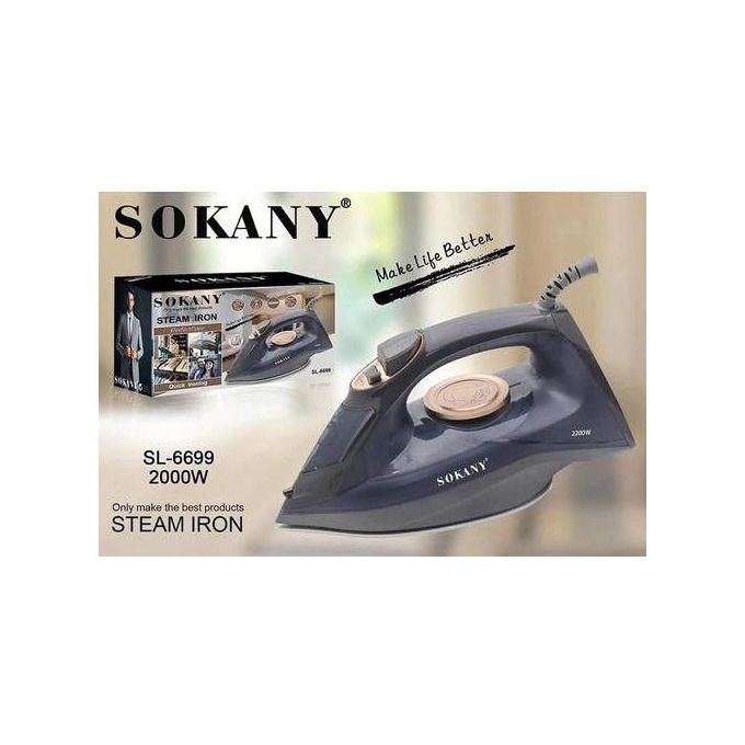 product_image_name-Sokany-Steam Iron With Ceramic Soleplate - 2200W - (SL-6699)-2