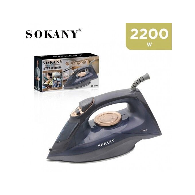 product_image_name-Sokany-Steam Iron With Ceramic Soleplate -  2200W - (SL-6699)-3