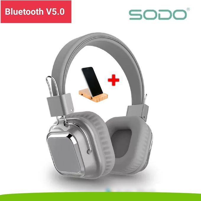 SODO SD- 1003 Bluetooth Wireless Headphone - Gray + Free Mobile Holder @  Best Price Online