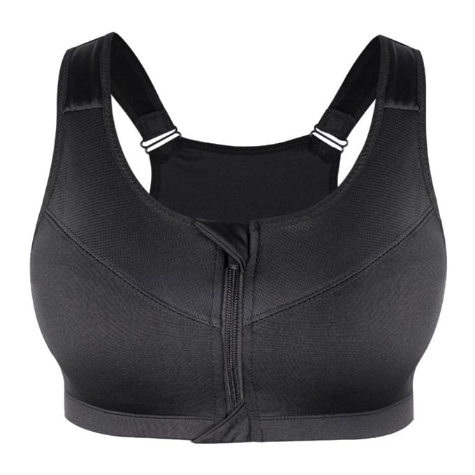 Womens Front Zipper Sport Bras Plus Size High Impact Workout Running  Fitness Yoga Bra for Women Gym Crop Tank Tops (Color : Black, Size 