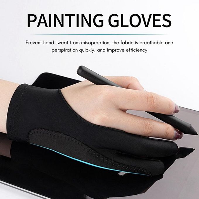 Generic 5 Pack Artist Gloves for Tablet Digital Drawing Glove Two Fingers  Thicken Palm Rejection Glove for Graphics Pad (S)