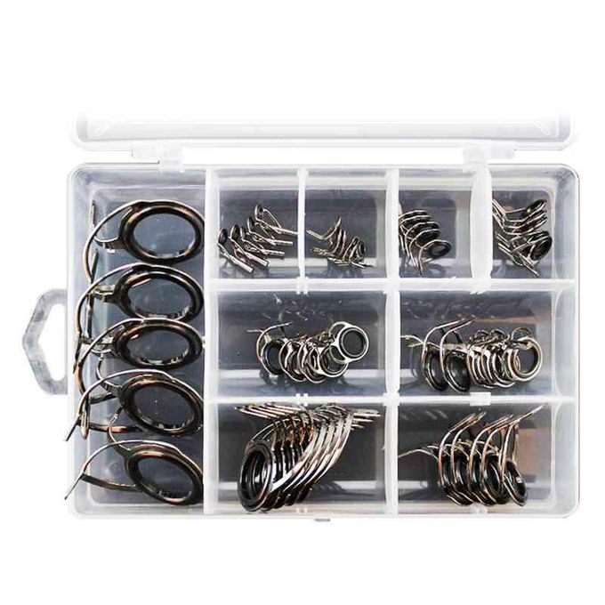 40pcs Fishing Rod Guide Tip Top Ring Circle Pole Repair Kit Set Fishing  Building Repair Eye Line Ring Stainless Steel Frame