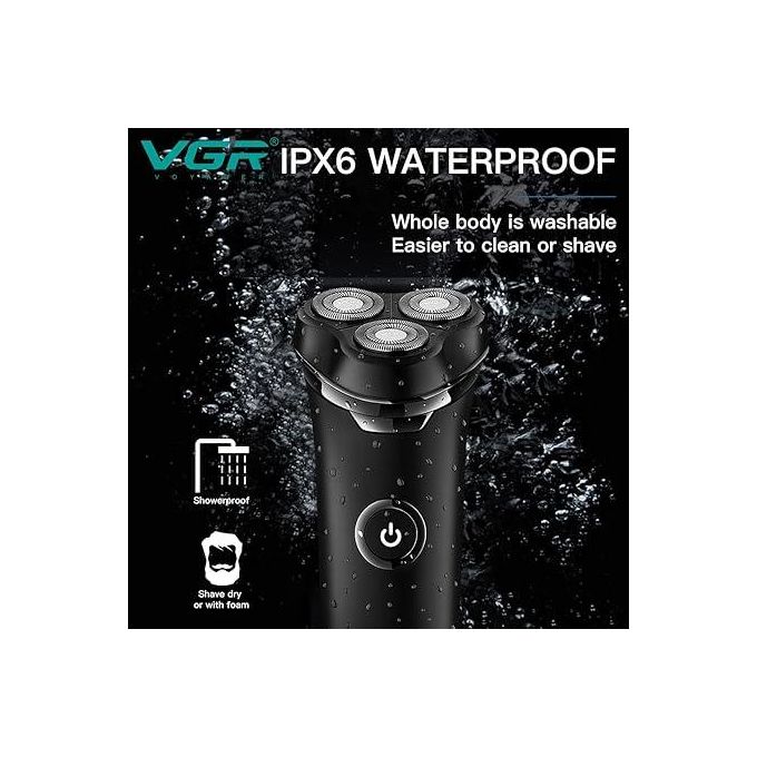 product_image_name-VGR-ماكينة حلاقة كهربائية V-319 Premium لاسلكية قابلة لإعادة الشحن ومقاومة للماء بالكامل IPX6 بثلاثة رؤوس حلاقة دوارة للاستخدام الجاف والرطب للرجال مع شفط مغناطيسي وشحن فائق السرعة ومدة تشغيل 90 دقيقة مع مؤشر LED-4