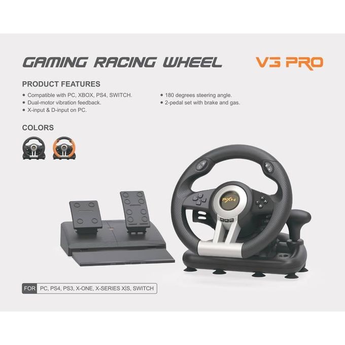 V3 Pro Gaming Steering Wheel With 180 Degree Rotation