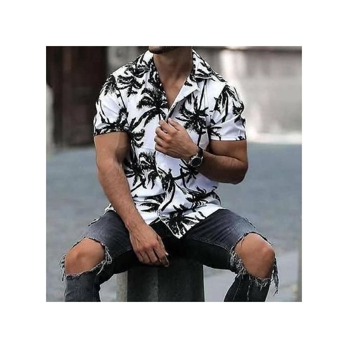 Fashion Men's Loose Shirt Coconut Short Sleeve Shirt Casual-White @ Best  Price Online