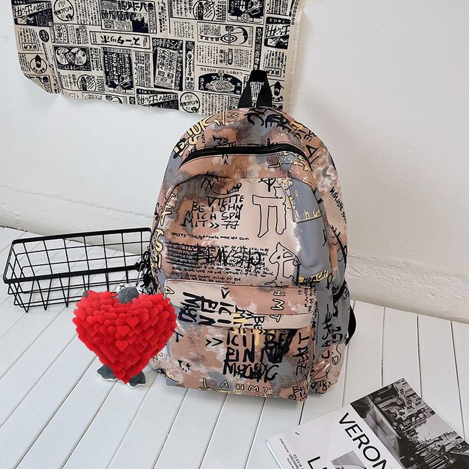 Generic Women Harajuku Korean Print Men Backpack Student Nylon Laptop Cool  Book School Bag For Teenage Girls Book Bags Ladies @ Best Price Online