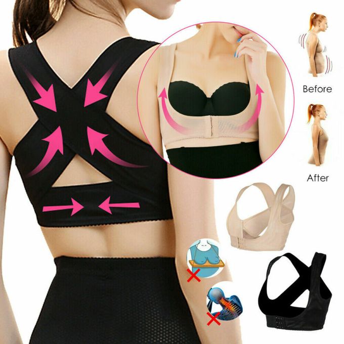 Chest Brace Vest +Corset Belt Posture Corrector Lift Up Bra Women Sports  Vest Bras Underwear Back Corset Bra,Beige-1X