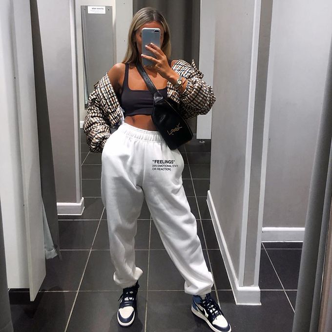 Fashion (White-Letter-9702)Joggers Wide Leg SweatPants Women Trousers Plus  Size High Waist Pants Streetwear Korean Casual Pant Femme Fall WEF @ Best  Price Online