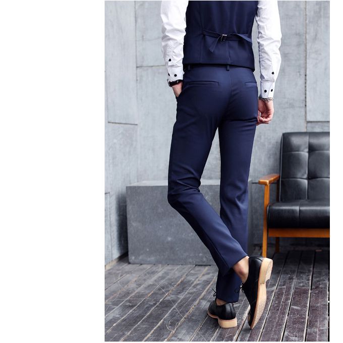 Buy Black Locust Navy VDM Gap Twill Lycra Mens Stretch Trousers size 34 at  Amazon.in