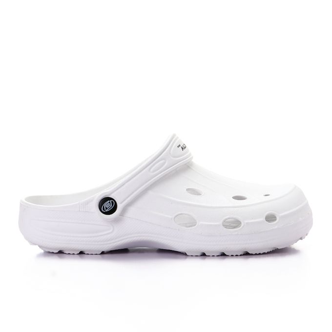 white rubber clogs