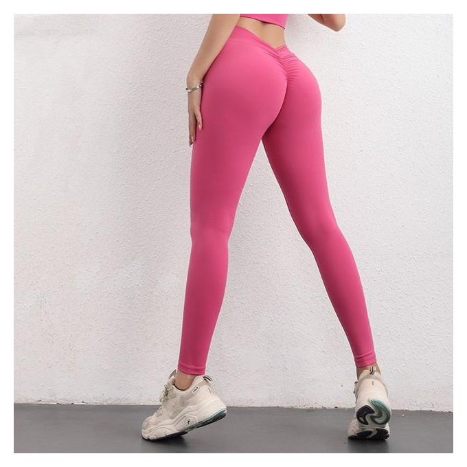 2023 Back V-Shaped Waist Leggings High Waist Push Up Female Buttock Lifting  Sports Fitness Solid Slim Elastic Workout Pants