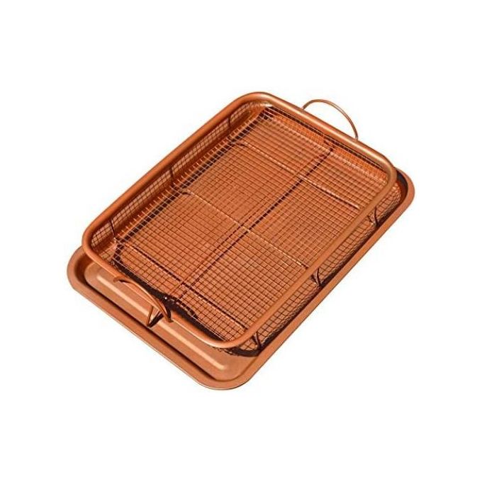 Air Fryer Basket &Tray Set For Oven Crisper Tray Copper Dishwasher