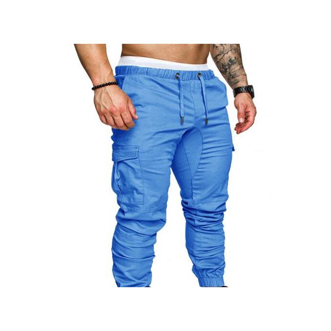 Loose Jogger Pants for Men Black Yellow Purple Blue Cargo Trousers with  Straps - AliExpress
