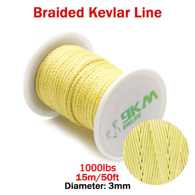 9KM DWLIFE Yellow Kevlar Line, High Strength, Abrasion Resistance