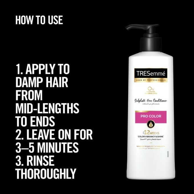 product_image_name-TRESemmé-TRESemmé Pro Color Shineplex Conditioner, Camellia Oil for up to 12 Weeks of Color Vibrancy & Shine, Sulphates Free, 250ML-4