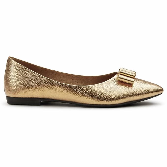 slim fit dress slacks Paul Mayer Women's Love Leather Ballet Flat in Metallic Gold