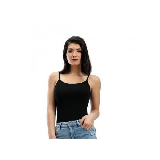 Milk Tank Top Spaghetti Strap - Cotton - Black - For Women @ Price Online | Egypt