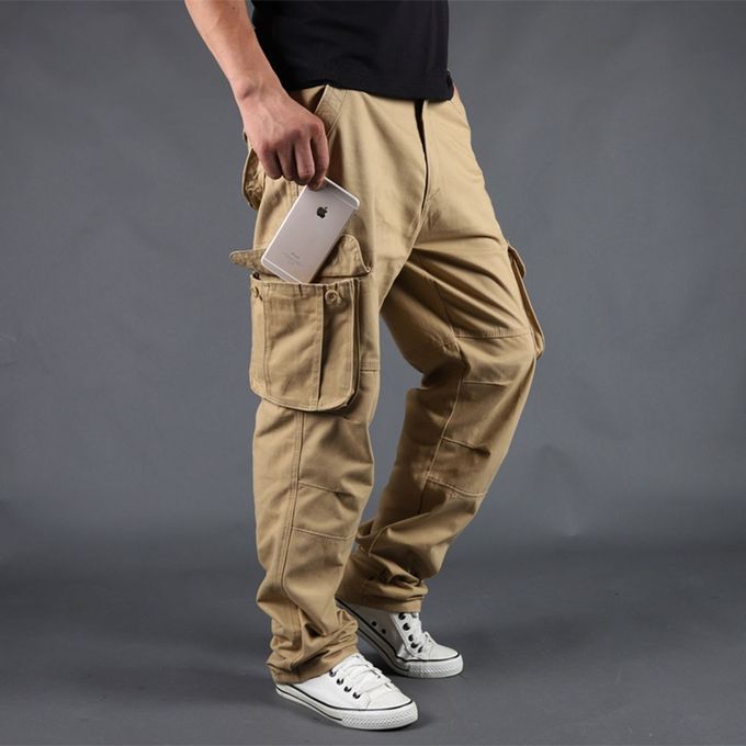 Generic Men's Cargo Pants Men Casual Multi Pockets Large Size Pants @ Best  Price Online