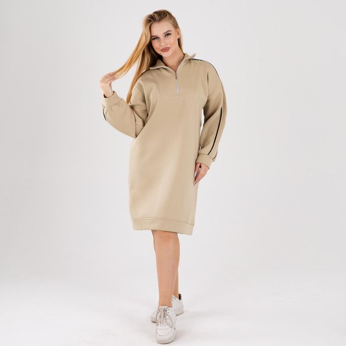 Women's Winter Milton Sweatshirt Dress – Half Zip Long