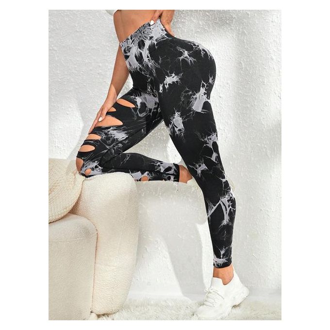 Generic Hole Women Seamless Leggings Tie-Dye Fitness Push Up High Waist  Elastic Legging Slim Booty Lifting Workout Leggings Sexy Female @ Best  Price Online