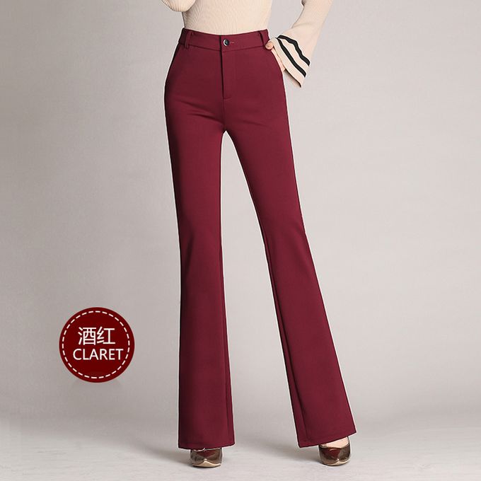 Fashion （Wine Red Pants）ATDYSPM Brand Fashion Women Pants Trousers Stretch  High Waist Flare Pants Plus Size Black Navy Office Pants Women Casual Pants  WJu @ Best Price Online