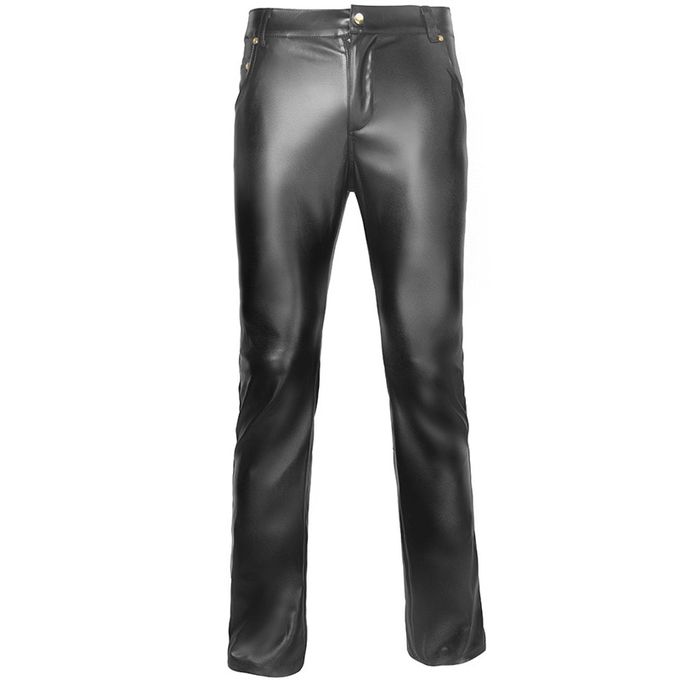 Generic Plus Size Faux Leather Pants Men Metallic Zipper Leather Pants  Trors Pole Dance Black Skinny Club Style Pants @ Best Price Online