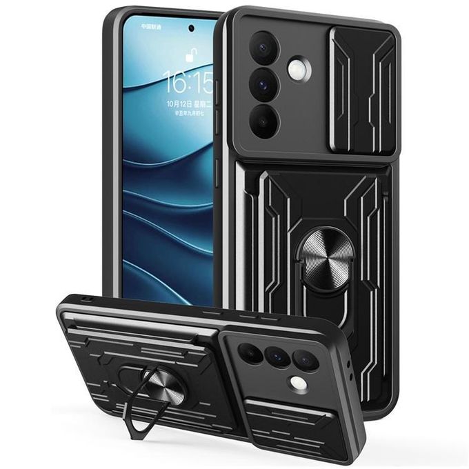 Samsung A17 Full Protection Case Visa Card & Slider Camera Cover - Black