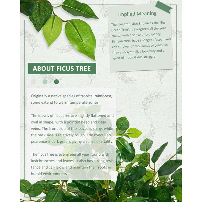 Artificial Ficus Tree 4FT Faux Silk Plants with Sturdy