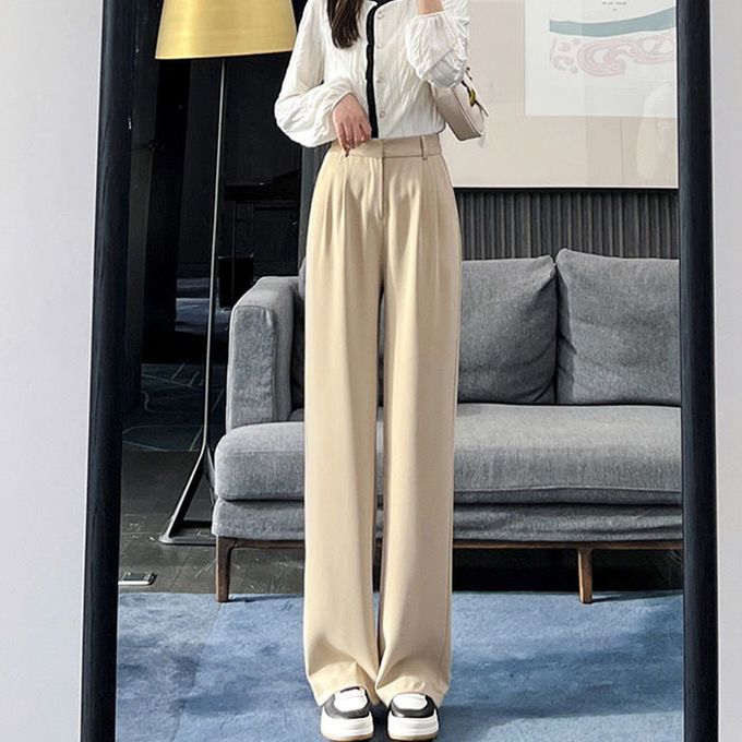 Spring and Autumn 2022 new hanging style suit pants women summer nine  points loose leisure senior sense straight tube cigarette pipe pants  slimmer | fayapo