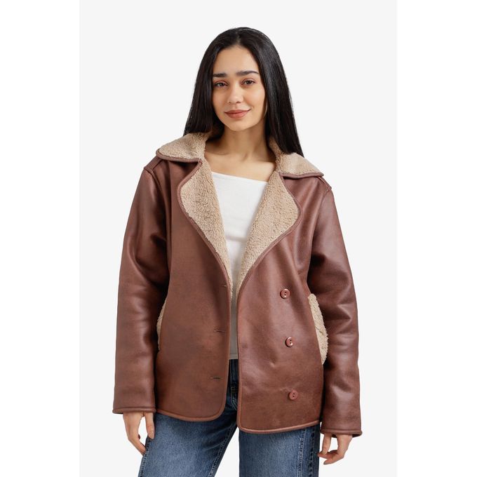Fur-Padded Leather Jacket - Clue - Jumia Egypt