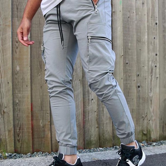 Men Solid Lycra Stylish Multi pocket Track Pant