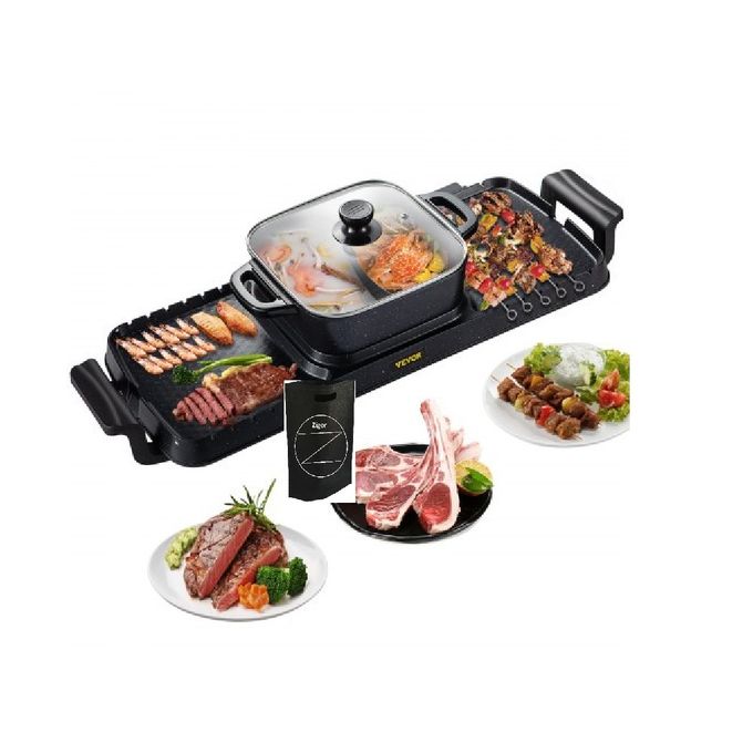 VEVOR 2 in 1 Electric Grill and Hot Pot, 2400W BBQ Pan Grill and