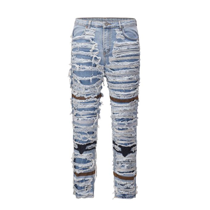 Men New Fashion Summer Wild Style Ripped Thin Denim Pants