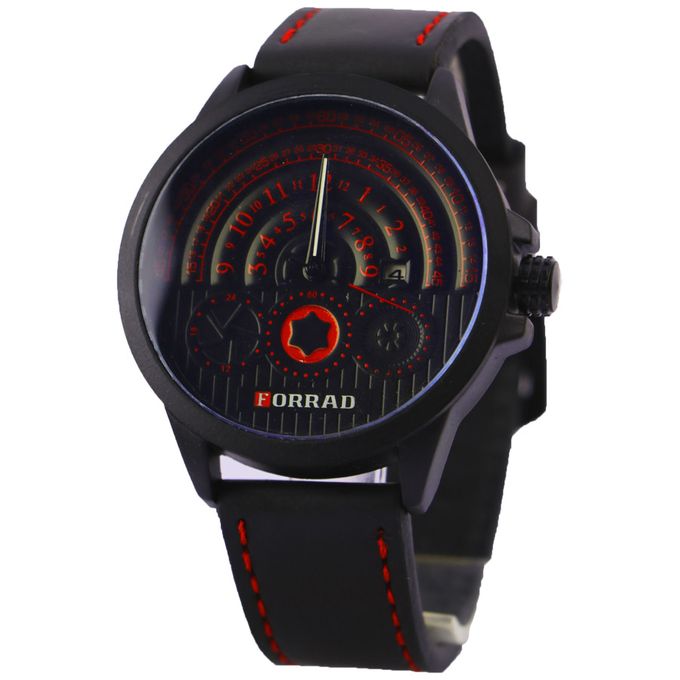 FORRAD Men s Casual Watch Black Color Leather Band Best Price Online Jumia Egypt