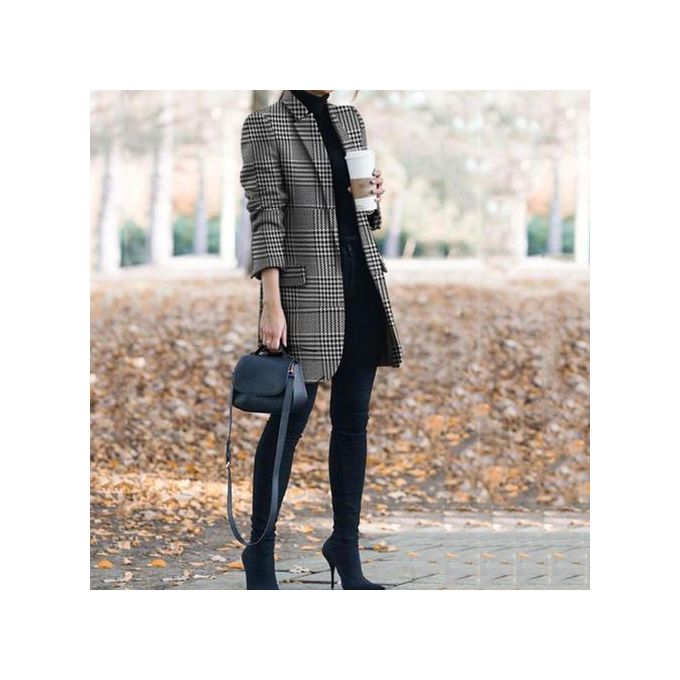 Fashion Jackets Women Plus Size Plaid Cardigan Office Lady Outwear