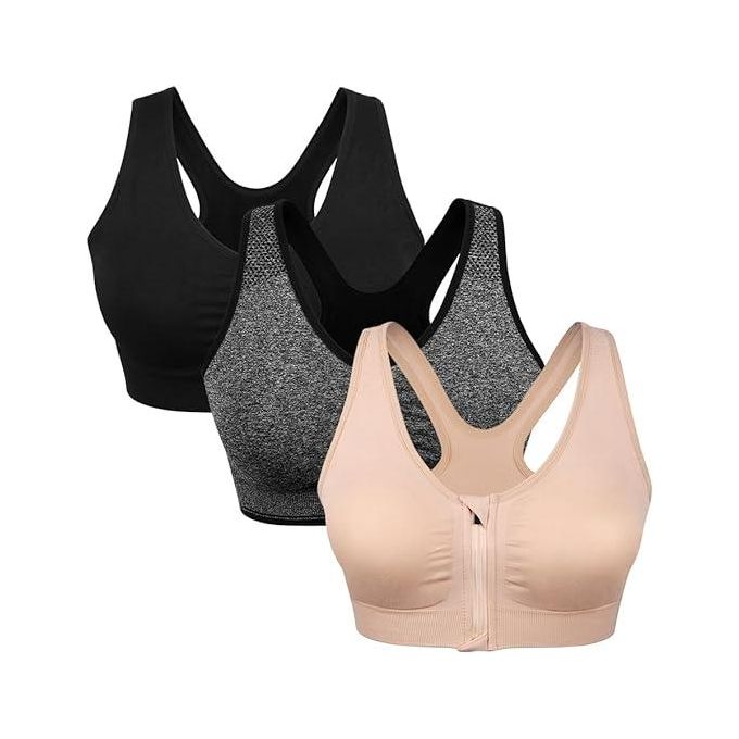 Tawop Women'S Zip Front Sports Bra Wireless Post-Surgery Bra Active Yoga Sports  Bras Push Up Bras For Women Add 2 Cup Sizes Lily 