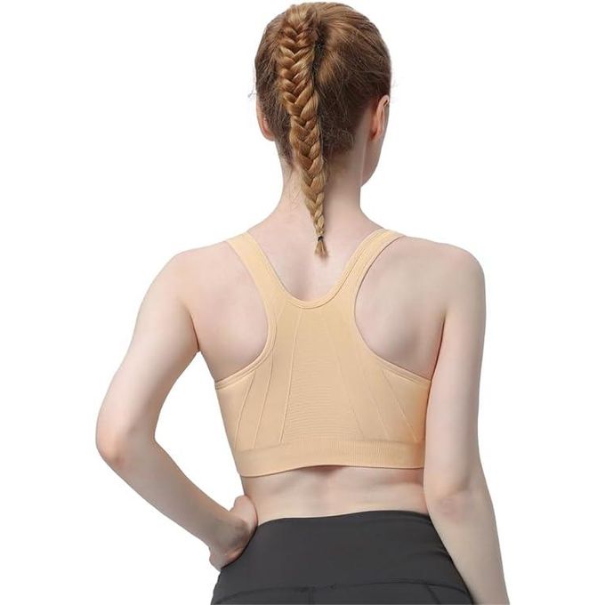 Women's Zip Front Sports Bra Wireless Post-Surgery Bra Active Yoga