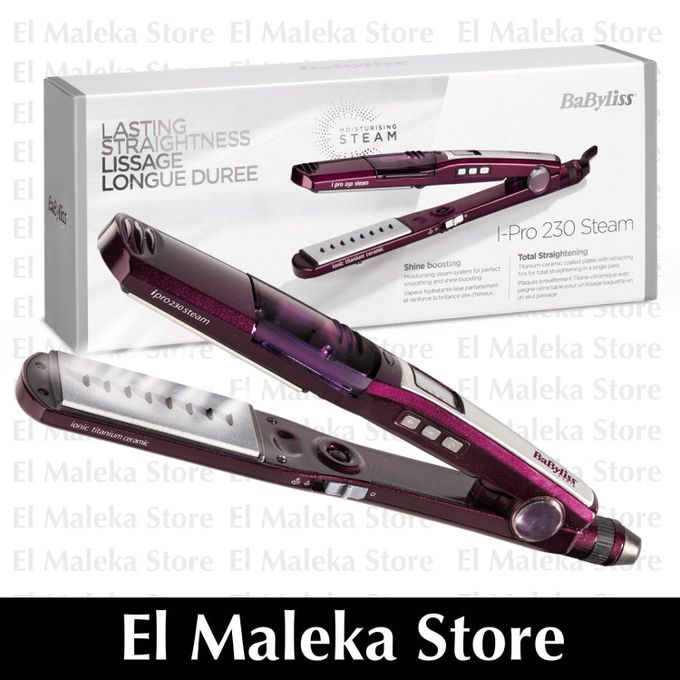 Shop Babyliss St395e Hair Straightener Ipro 230 Steam Wet And Dry Titanium Ceramic 230 Celsius St395sde Jumia Egypt