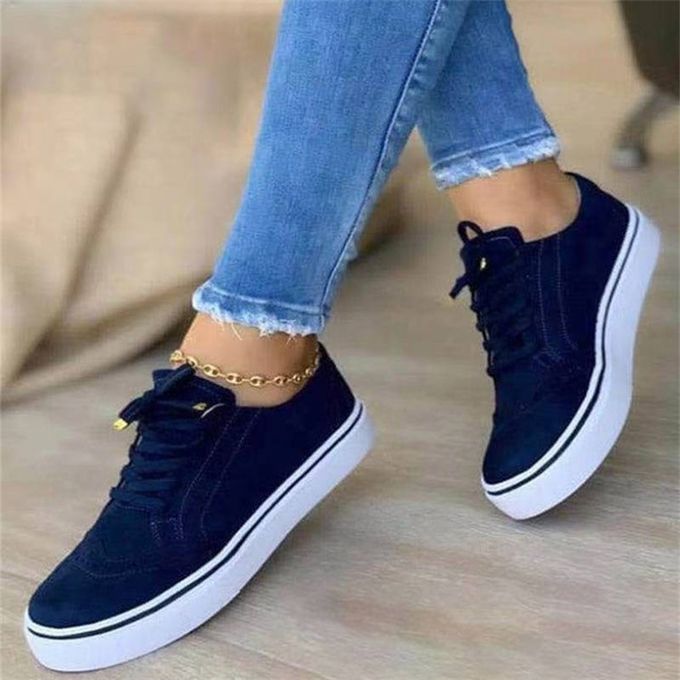 Fashion Blue)Sneakers Women 2023 Flat Casual Sneaker Spring Fashion Versatile Lace Up Sports Temperament Solid Color Walking Womens Shoes ACU @ Best Price Online | Jumia Egypt