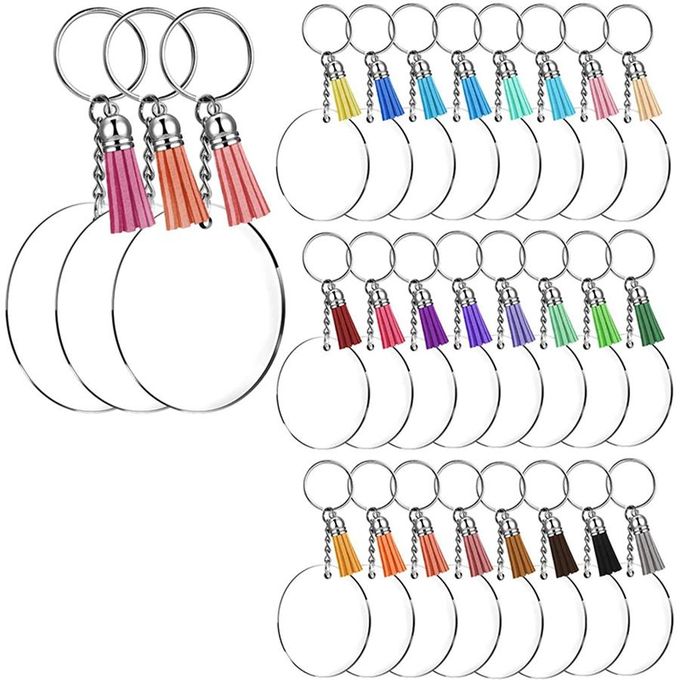 Acrylic Keychain Blank Set, Transparent Round Acrylic Blank Bulk (5  Inches), Suitable For Vinyl Res