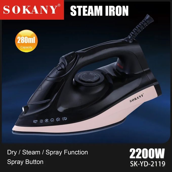 product_image_name-Sokany-Steam Iron With Ceramic Soleplate -  2200W - (SK-YD-2119)-1