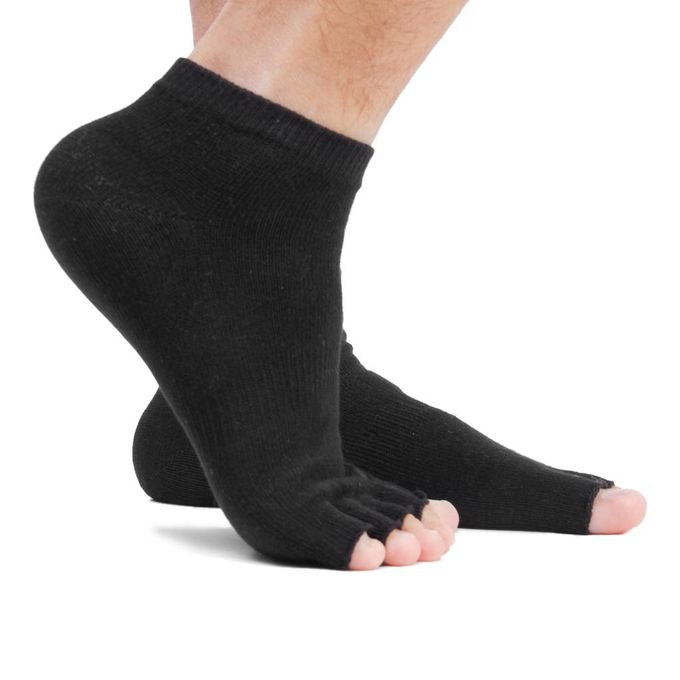 Toeless Half Toe Exercise Barefoot Open Toe Pilates Yoga Sock Black